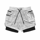 New Gym Running Shorts Men's Summer Sports Fitness Double-layer Quick-drying Breathable Brand Camouflage White Casual Short aidase-shop