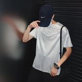 Summer Bright Color Short-sleeved T-shirt Men's Fashion Casual O-neck Hip-hop T Shirt Men Streetwear Wild Loose Tshirt Male aidase-shop