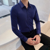 British Style Long Sleeve Shirt Men Clothing Fashion  Autumn Business Formal Wear Chemise Homme Slim Fit Camisa Masculina aidase-shop