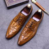 Large Size Men's Business Dress Shoes Wholesale Spring Autumn New Style Embossed Full Grain Leather Pointed Breathable Bullocks aidase-shop