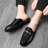 Summer Men Black Half Shoes Breathable Slip-on Half Slippers Man Outdoor Buckle Mules Lightweight Anti-slip Comfy Casual Shoes aidase-shop