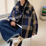 Autumn Plaid Jacket Men Fashion Retro Pocket Casual Jacket Men Streetwear Korean Loose Lapel Coat Mens Outerwear M-2XL aidase-shop