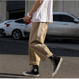 Aidase Simple Pants Men Casual Solid Loose All-match Large Size S-5XL Students Ankle Length Trousers Trendy Males Retro Ulzzang Popular aidase-shop