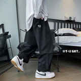 Solid Color Wide Leg Pants Mens Oversized Casual Fashion Streetwear Vintage Male Cargo Pants Straight Loose Trousers aidase-shop