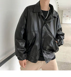 Aidase 2022 Leather jacket male handsome bomb street motorcycle clothing spring autumn loose jacket Korean baseball uniform casual jacket aidase-shop