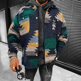 Fashion Printed Buttoned Jackets Men Casual Loose Turn-down Collar Coats Vintage Pattern Outerwear 2021 New Fall Mens Streetwear aidase-shop