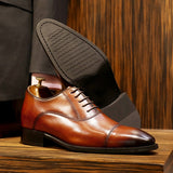 New Increased Style Leather Shoes Men's Classic Lace-up Shoes Gentleman Formal Wedding Top Layer Cowhide Shoe Oxfords aidase-shop