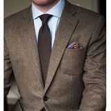 Aidase Brown Herringbone Tweed Casual Men Suits for Winter 2 Piece Wedding Groomsmen Tuxedo Male Set Jacket with Pants New Fashion aidase-shop