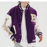 Aidase Men Baseball Jacket Hip Hop Harajuku Embroidery Bone Letter Patchwork Bomber Coat Fashion High Street Casual Loose Jacket Unisex aidase-shop