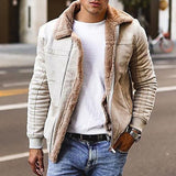 Aidase Winter Solid Warm Velvet Long Sleeve Composite Jackets Coat Men Vintage Turn-down Collar Zip-up Coats Men's Fashion Streetwear aidase-shop