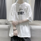 Summer Men's T-shirt Oversized Casual Male Top Tees Hip Hop Loose T Shirt Men 1987 Graphic Pure Cotton Men's Clothing aidase-shop