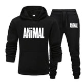 Aidase Mens Autumn Winter Animal Print Sweatshirt Tops Pants Sets Hoodies+Pants Jogging Sport Suit Track Running Two Sportswear aidase-shop