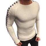 Modern Men Knitted Sweater Patchwork Round Neck Slim Warm Keeping Top Winter Men Pullover Sweaters aidase-shop