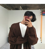 Aidase Solid Cardigan Knitted Men Simple Basic Loose Students Daily Trendy Ulzzang Outwear Autumn Leisure Males Sweaters Couple Popular aidase-shop