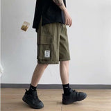 Summer Techwear Shorts Men's Hong Kong Style Students Handsome Straight Fifth Pants Korean Trend Loose Baggy Casual Trouser aidase-shop