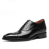 New Increased Style Leather Shoes Men's Classic Lace-up Shoes Gentleman Formal Wedding Top Layer Cowhide Shoe Oxfords aidase-shop