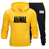 Aidase Mens Autumn Winter Animal Print Sweatshirt Tops Pants Sets Hoodies+Pants Jogging Sport Suit Track Running Two Sportswear aidase-shop