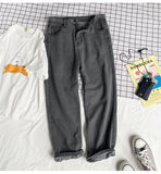 Aidase Legible Streetwear Blue Jeans Men Baggy Jeans Male Straight Denim Black Pants Men aidase-shop