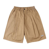 Solid Color Pleated Shorts Mens Summer Knee-length Shorts Loose Elastic Waist Casual Half Pants Men aidase-shop