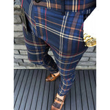 Aidase 2022 Spring Autumn Mid Waist Slim Trousers Casual Striped Plaid Printed Mens Pants Fashion Business Pencil Pants Men Streetwear aidase-shop