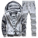 Tracksuit Men Sporting Fleece Thick Hooded Mens Jacket+Pant Warm Fur Inside Winter Sweatshirt Sets Men's Clothing Size M-5XL aidase-shop