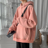 Harajuku Basic Hoodies Men Casual Hooded Sweatshirts Solid Color Oversized Hoodie Male Loose Pullovers Tops aidase-shop