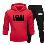 Aidase Mens Autumn Winter Animal Print Sweatshirt Tops Pants Sets Hoodies+Pants Jogging Sport Suit Track Running Two Sportswear aidase-shop