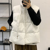 Aidase New Korean Winter Puffer Vest Jacket Men Padded Waistcoat Zipper High Collar White Thick Oversize Fashion Collocation Clothing aidase-shop