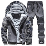 Tracksuit Men Sporting Fleece Thick Hooded Mens Jacket+Pant Warm Fur Inside Winter Sweatshirt Sets Men's Clothing Size M-5XL aidase-shop