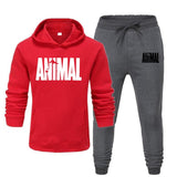 Aidase Mens Autumn Winter Animal Print Sweatshirt Tops Pants Sets Hoodies+Pants Jogging Sport Suit Track Running Two Sportswear aidase-shop