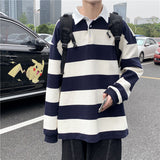 Autumn Lapel Hoodie Men's Fashion Hit Color Casual Striped Hoodies Mens Streetwear Loose Hip-hop Pullover Sweatshirt Men Hoody aidase-shop