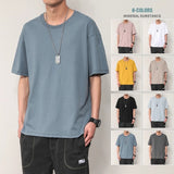 Summer O-Neck T-Shirts Men Solid Streetwear Mens Loose Casual Short Sleeve Tops Tees Male T Shirts Men aidase-shop