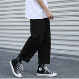 Aidase Simple Pants Men Casual Solid Loose All-match Large Size S-5XL Students Ankle Length Trousers Trendy Males Retro Ulzzang Popular aidase-shop