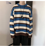 Aidase Pullovers Men Long Sleeve Tops Fall Fashion Vintage Striped Design All-match Students Loose O-neck Harajuku Streetwear Chic Male aidase-shop