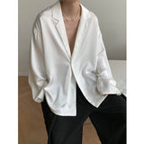 Summer Black White Silk Blazer Men's Fashion Business Society Mens Suit Jacket Korean Loose Casual Dress Jacket Men M-XL aidase-shop