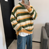 Aidase Pullovers Men Long Sleeve Tops Fall Fashion Vintage Striped Design All-match Students Loose O-neck Harajuku Streetwear Chic Male aidase-shop