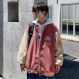 Spring and autumn corduroy jacket men's ins tide brand Harajuku style Korean style versatile handsome loose Baseball Jacket aidase-shop