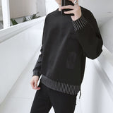 Aidase Spring and Autumn New Korean-Style  Long-Sleeved Men's Loose  Front Short Back Long round Collar Top aidase-shop