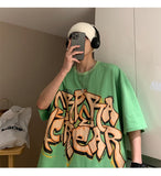 Aidase  Men T Shirt Graffiti Letter O-neck Male Cotton T-shirt Thin Summer Causal Tshirts Fashion Daily Half Sleeve Loose Tees M-5XL aidase-shop