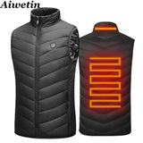 Aidase  Men USB Infrared 11 Heating Areas Vest Jacket Men Winter Electric Heated Vest Waistcoat For Sports Hiking Oversized 5XL aidase-shop