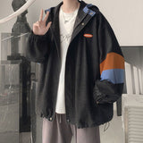 Aidase  2022 Spring Autumn Men's Jacket Contrast Color Cardigan Hooded Corduroy Coat Unisex Korean Style Trendy Handsome Varsity Jacket aidase-shop