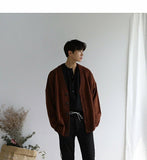 Aidase Solid Cardigan Knitted Men Simple Basic Loose Students Daily Trendy Ulzzang Outwear Autumn Leisure Males Sweaters Couple Popular aidase-shop