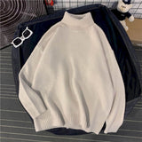 Turtleneck sweater male female top Korean trend personality simple lovers knit sweater boy autumn solid Hong Kong style pullover aidase-shop