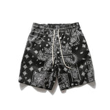 Flowers Full Print Casual Shorts Mens Summer Half Pants Elastic Waist Loose Knee-length Shorts Men aidase-shop