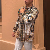 Ethnic Printed Shirt Men Hawaiian Button Long-sleeved Digital Shirt for Men Casual Holiday Streetwear Vintage S-2XL  Spring aidase-shop