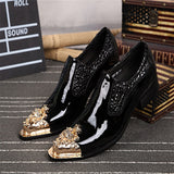 Summer business dress men's shoes black snake embossed Genuine leather shoes dragon head pointed party Trend wedding shoes aidase-shop