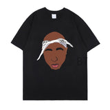 Aidase   2022 New 2pac Rap T Shirts print O-Neck Short Sleeve Regular Mens Top Quality Hip hop tShirt Tupac cotton black oversize t-shirt aidase-shop