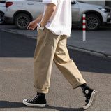 Aidase Simple Pants Men Casual Solid Loose All-match Large Size S-5XL Students Ankle Length Trousers Trendy Males Retro Ulzzang Popular aidase-shop