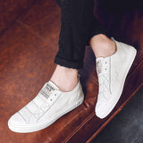 Aidase Men Genuine Leather Casual White Shoes Mens Summer Slip on Lazy Shoe  Fashion Breathable Comfortable Cowhide Flats Loafers aidase-shop