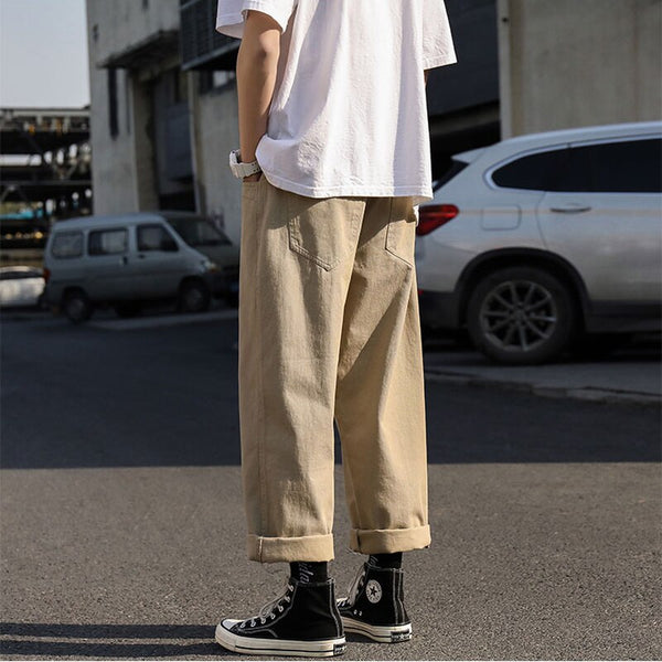 Aidase Simple Pants Men Casual Solid Loose All-match Large Size S-3XL ...